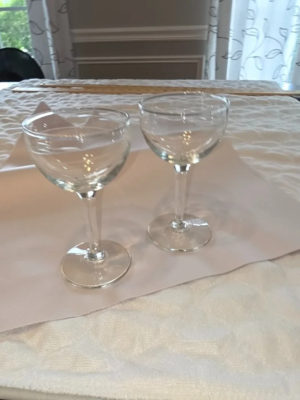 Etched Wine Sherry Glasses Flutes Set of 2 Cocktail Goblets Date Night Romantic